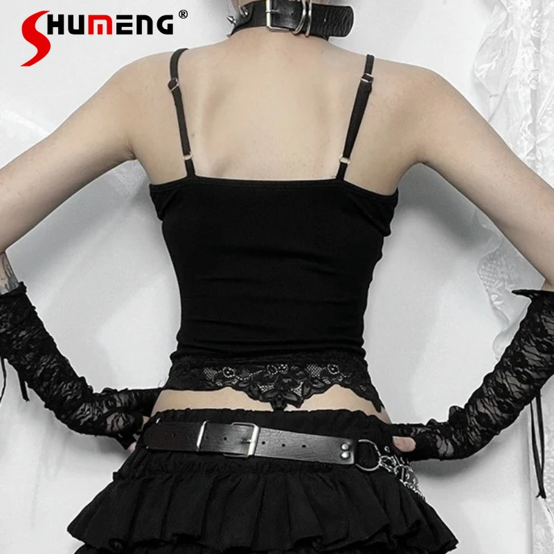 

Autumn Halloween Ladies Cool Tube Top Slings Inner Wear Clothes Japanese Strap Vest Black Y2K Cartoon Slim Fit Camisoles Female