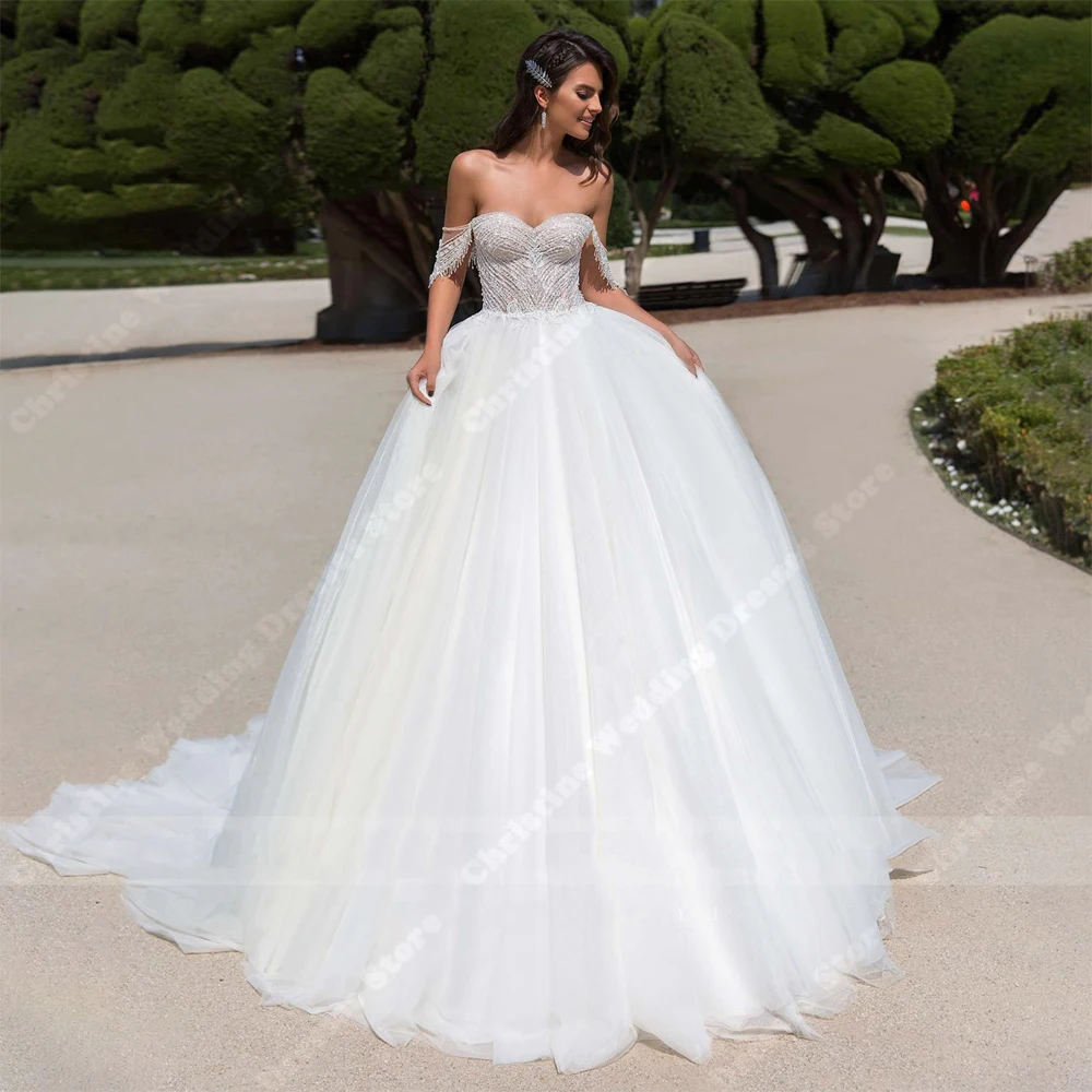 Smooth Lace Print Wedding Dresses Off Shoulder Bridal Gowns Specially Designed For Women Engagement Vestidos De Noiva Customized