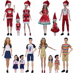 New A Family of Four Doll Lovers Family Set for 30cm Girl and Prince Ken 14cm Children's Clothes Set Changing Little Girl Toys