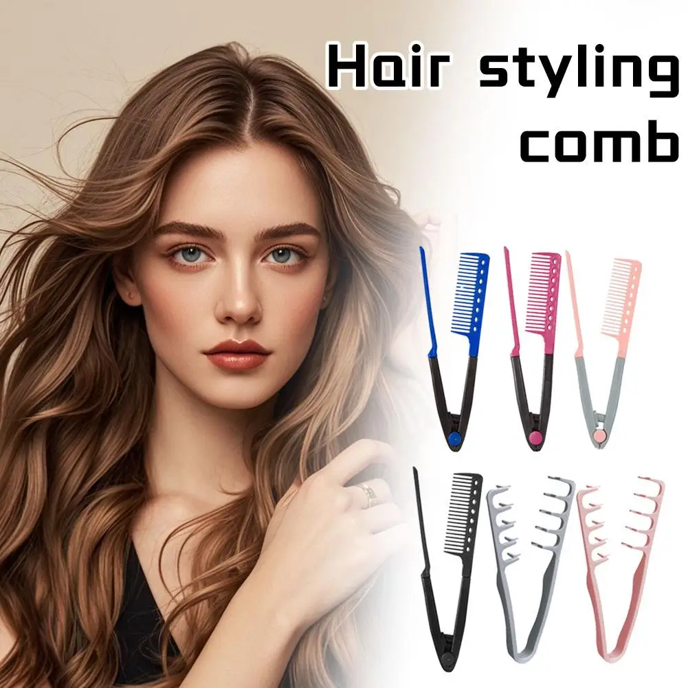 1pcs V Shaped Straight Hair Comb Plastic Detangle Hair Styling Comb Folding DIY Hair Straightener Salon hair styling tools