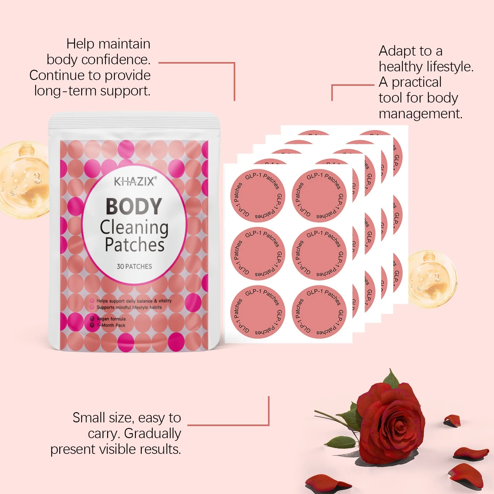 30 قطعة من رقعة العناية بالجسم، دعم لطيف لمظهر ناعم وشكل مع رعاية يومية خفيفة الوزن