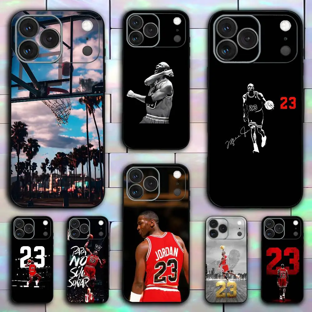 Basketball J-Jordan 23 Phone Case For iPhone 17,16,15,14,13,12,11,X,XR,XS,Plus,Mini,Pro,Max Soft black Shockproof Cover