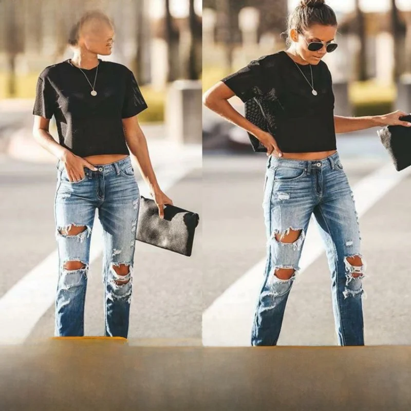 

Early Autumn 2020 Women's Jeans European American Sle Long Pants Regular Thin Denim Fabric 25-29 Years Old Women