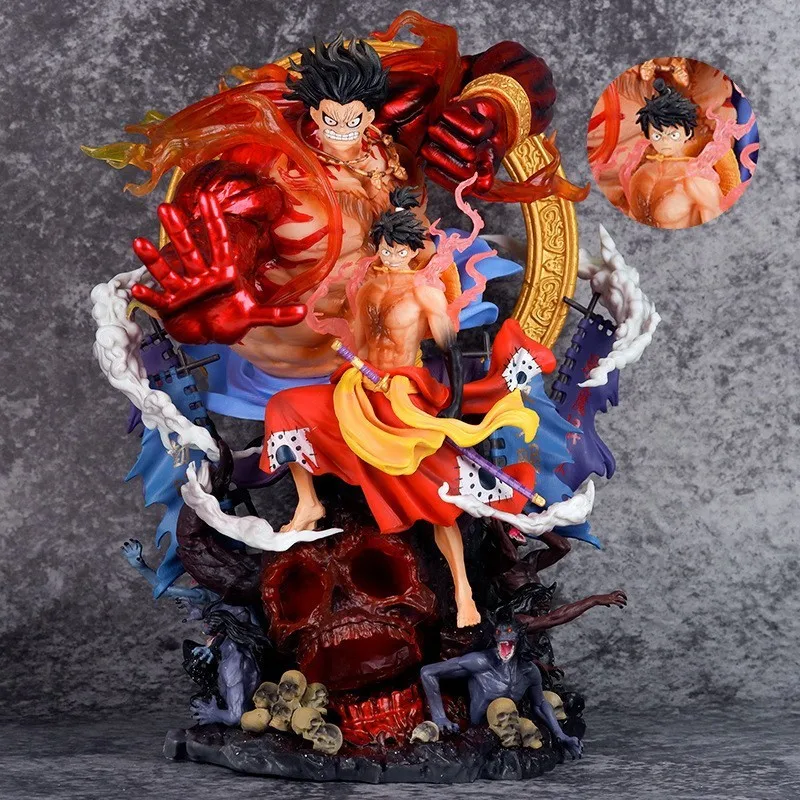 

One Piece Figurine 33cm Gk Ghost God Not Moving Ming King Luffy Flowing Wind Fantasy And Land Figurine Model Desktop Ornament