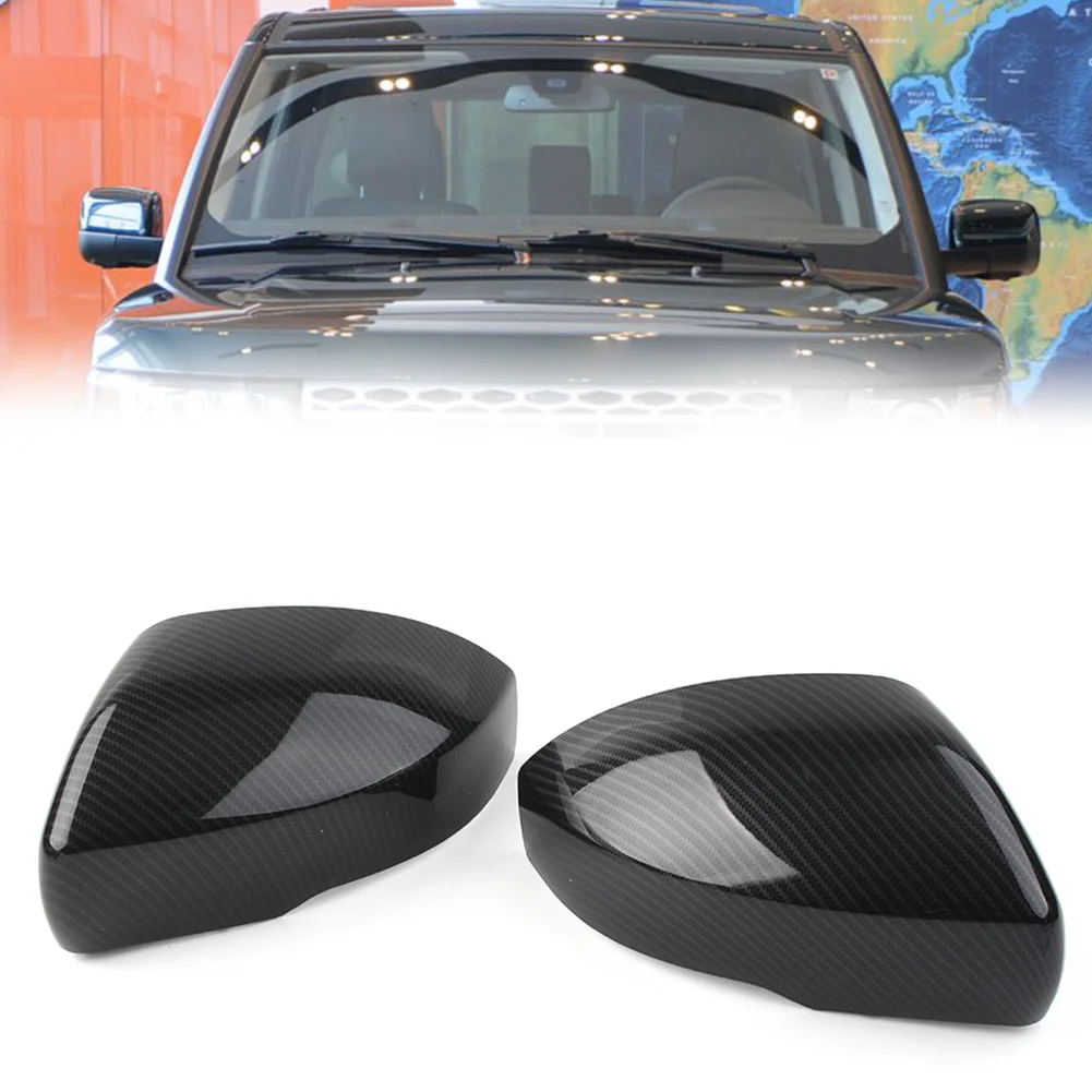 1Pair Car Side Rear View Mirror Cover Cap Carbon Fiber Look For Land Rover LR4 LR5 Range Rover L405 Sport Vogue