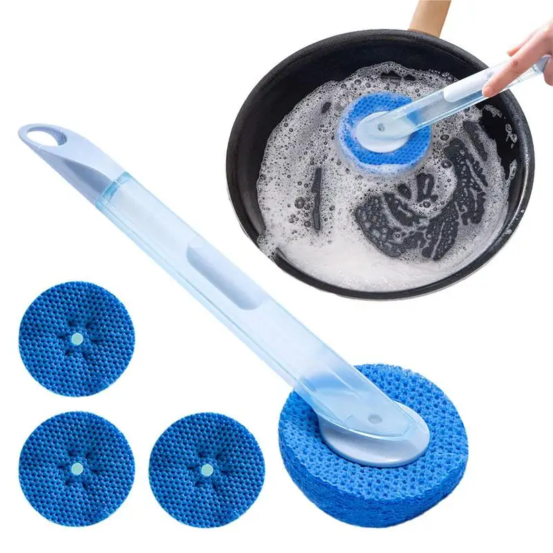 Soap Dispensing Dish Brush Dishwashing Brush Dish Soap Refill Kitchen Dish Brush Suspension And Detachable Design