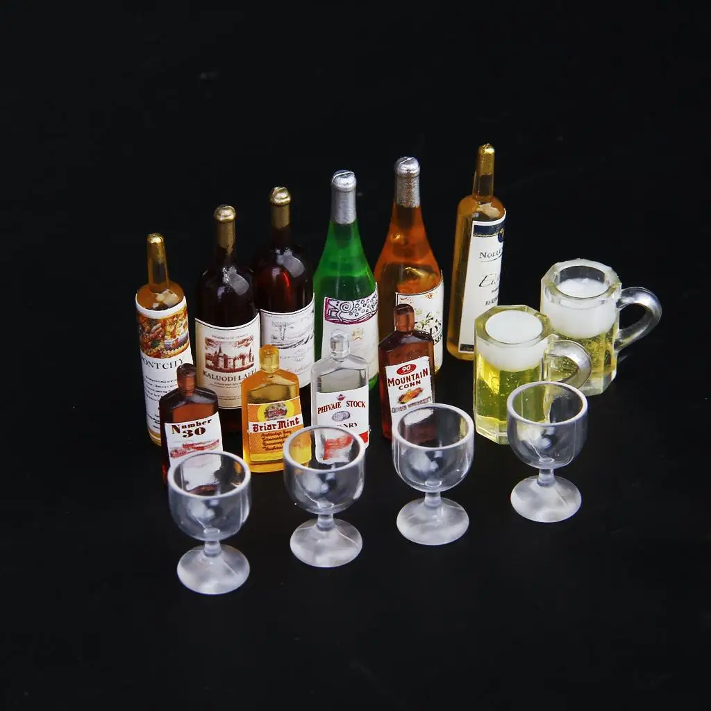 6pcs Miniature Bottles Model /12 Dolls House Kitchen Decor