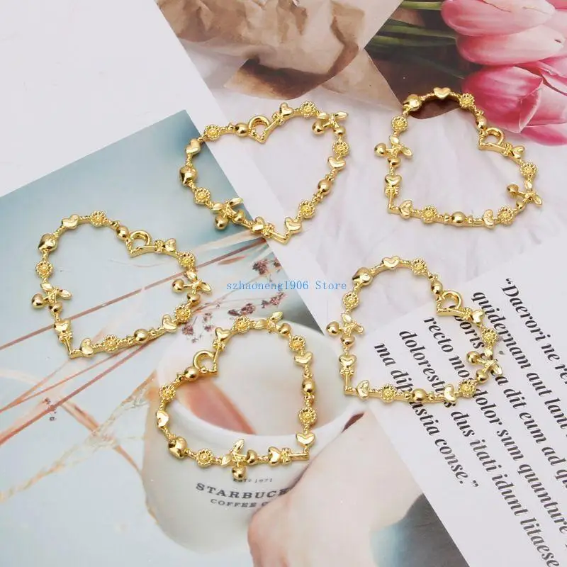 

85LF Jewelry Accessories Plants Heart Blank Open Bezels Pendant Alloy Made Mold