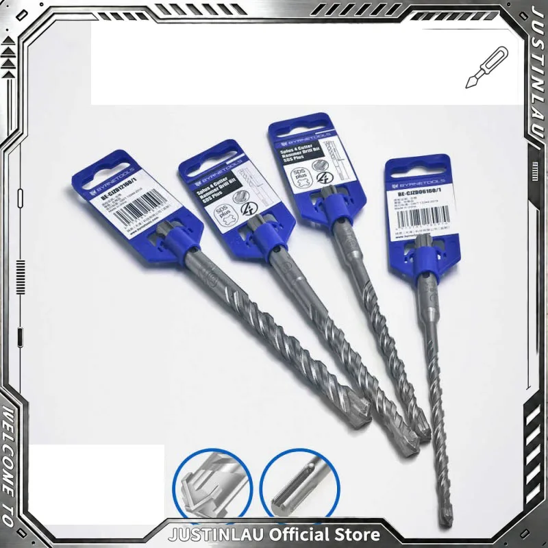 JUSTINLAU 1-4Pcs SDS Plus Concrete Drill Bit 6/8/10/12/14mm, 160mm, 4 Cutters Cross Tips Round Shank Electric Hammer Bit