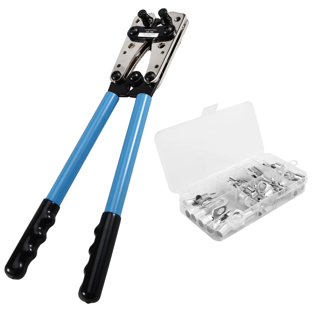 BAAQ-50B Набор инструментов для обжима кабельных наконечников, 60 шт., медные кольцевые клеммы 10-1/0 AWG, 8 размеров для сверхмощных проводов