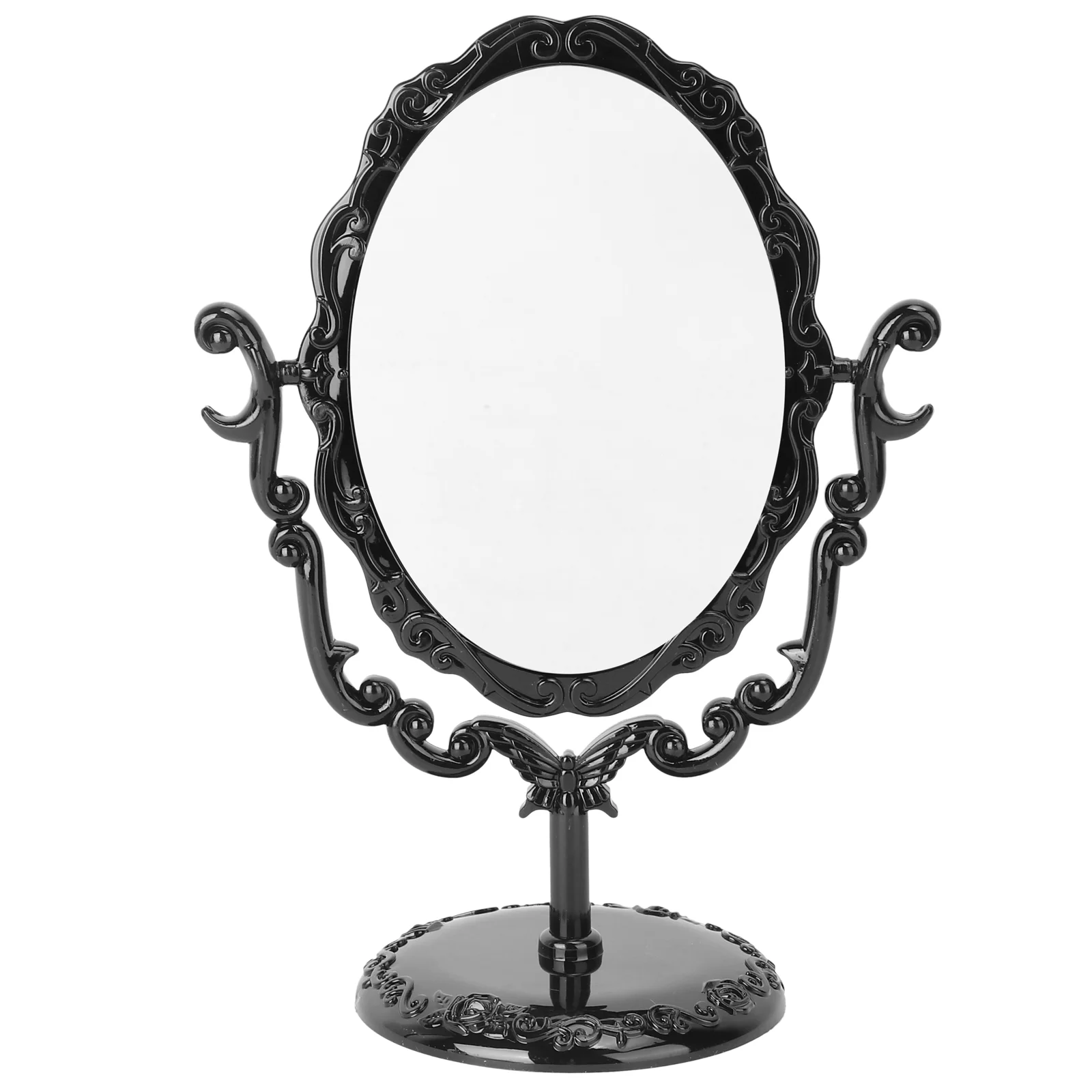 Comestic Mirror Rotatable Vintage Make up Wall-mounted One Side Miss Black Desk