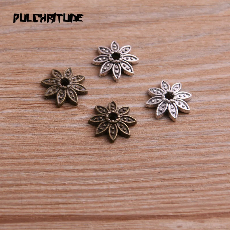  20pcs 14*14mm Two Color Bead Caps Charm Hollow MINI Flower Pendants Jewelry Accessories DIY Receptacle Charms