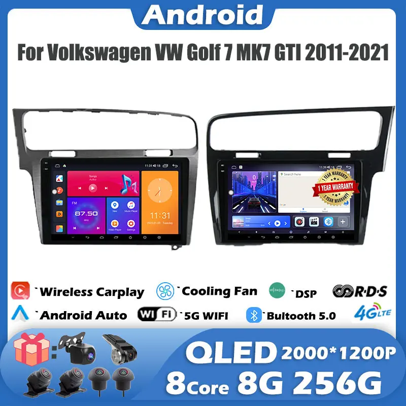 

For Volkswagen VW Golf 7 MK7 GTI 2011-2021 IPS/QLED 10.1'' Android 14 Car Radio Carplay Multimedia Auto GPS Stereo Video Player