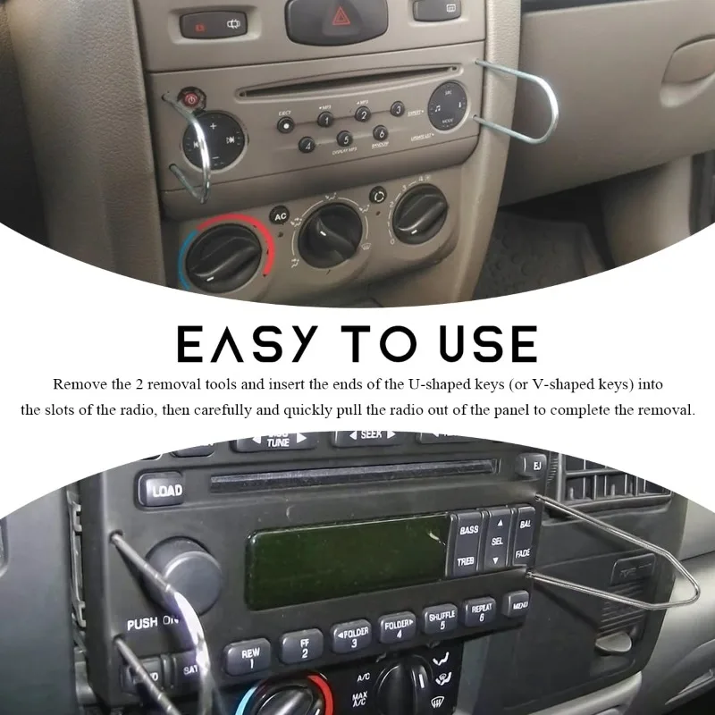 2X CD مبدل إزالة مفاتيح سيارة جديدة ستيريو أداة تفكيك الراديو صالح لفورد بيجو رينو نيسان #4