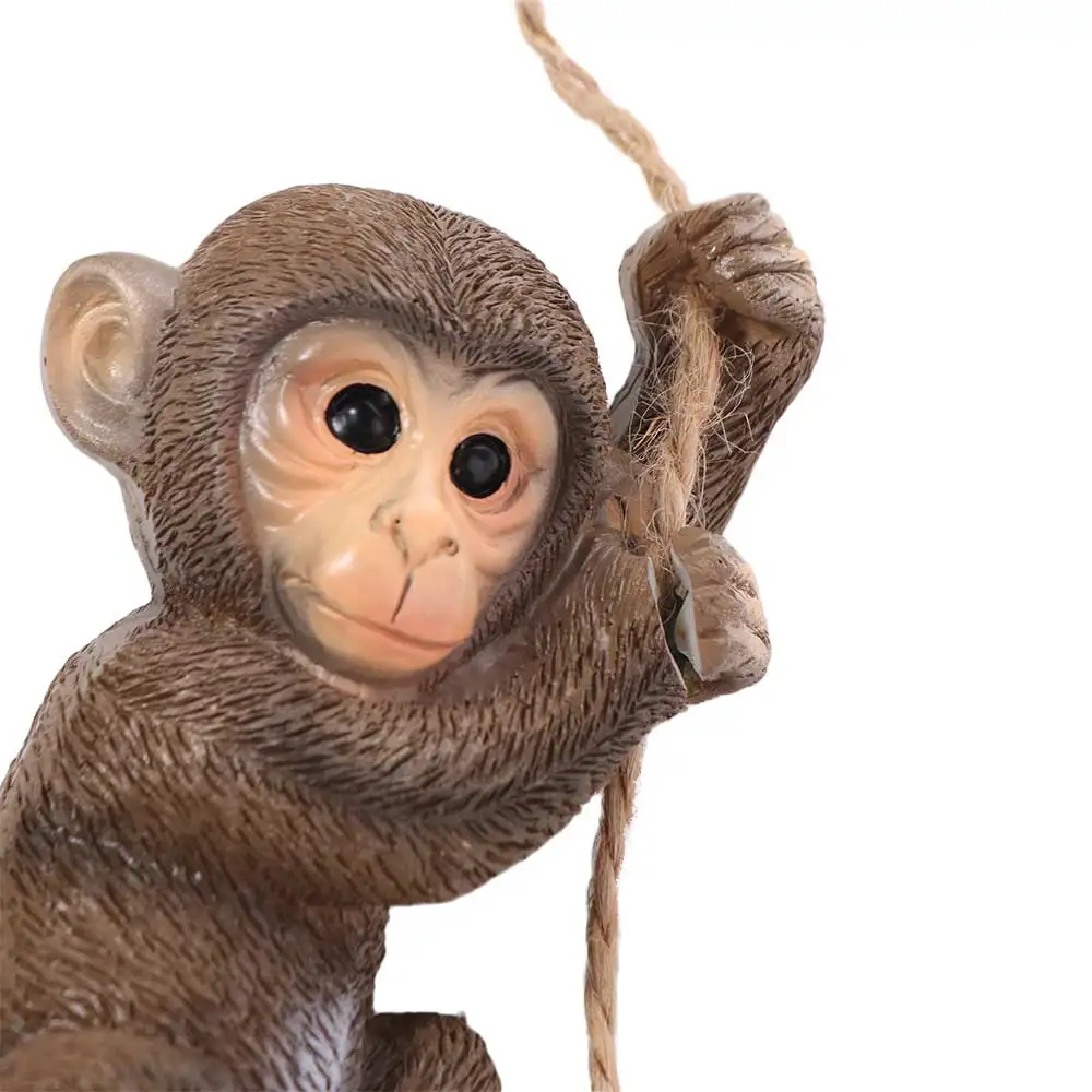 Durable Cute Garden Climbing Monkey Figurine Resin Crafts Handmade Monkey Hanging Ornament Weatherproof Animal Statue Home Decor