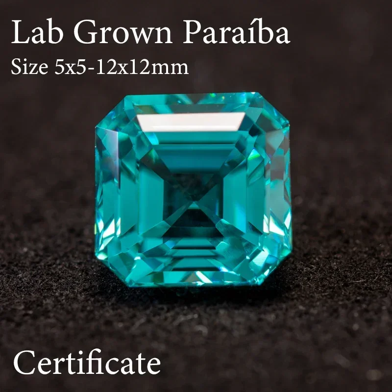 

Lab Grown Sapphire Paraiba Asscher Cut Shape VVS1 Charms Diy Advanced Jewelry Making Materials Selectable AGL Certificate