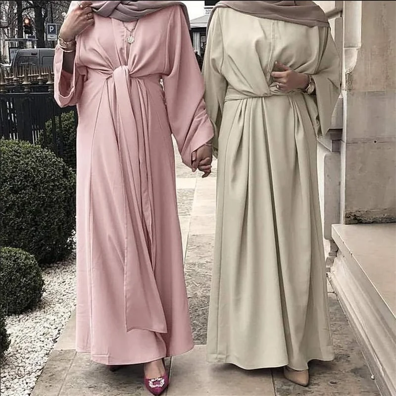 

Abaya Femme Turkey Eid Ramadan Abayas for Women Dubai 2022 Muslim Dress FemaleIslam Solid Color Temperament Commuter High Waist