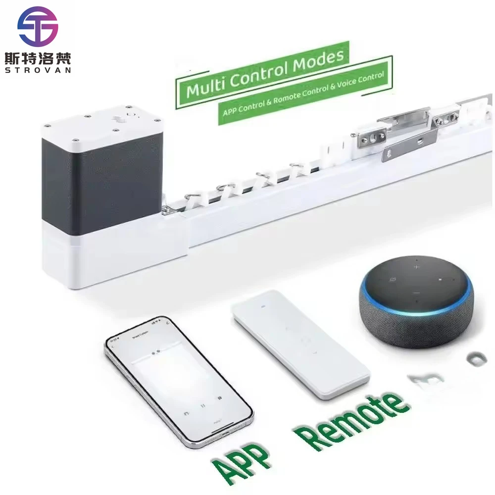 Motorised Curtain Rail System with New Mini Smart Motor, WiFi Connectivity for  and , Ideal for Living Room Automation