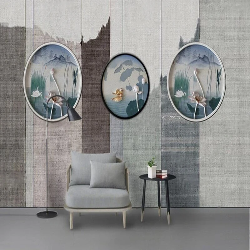 Modern Minimalist Textured Three-Dimensional Lotus Flower Beautiful Luxury Romantic TV Bedroom Screen Pattern Poster Sticker
