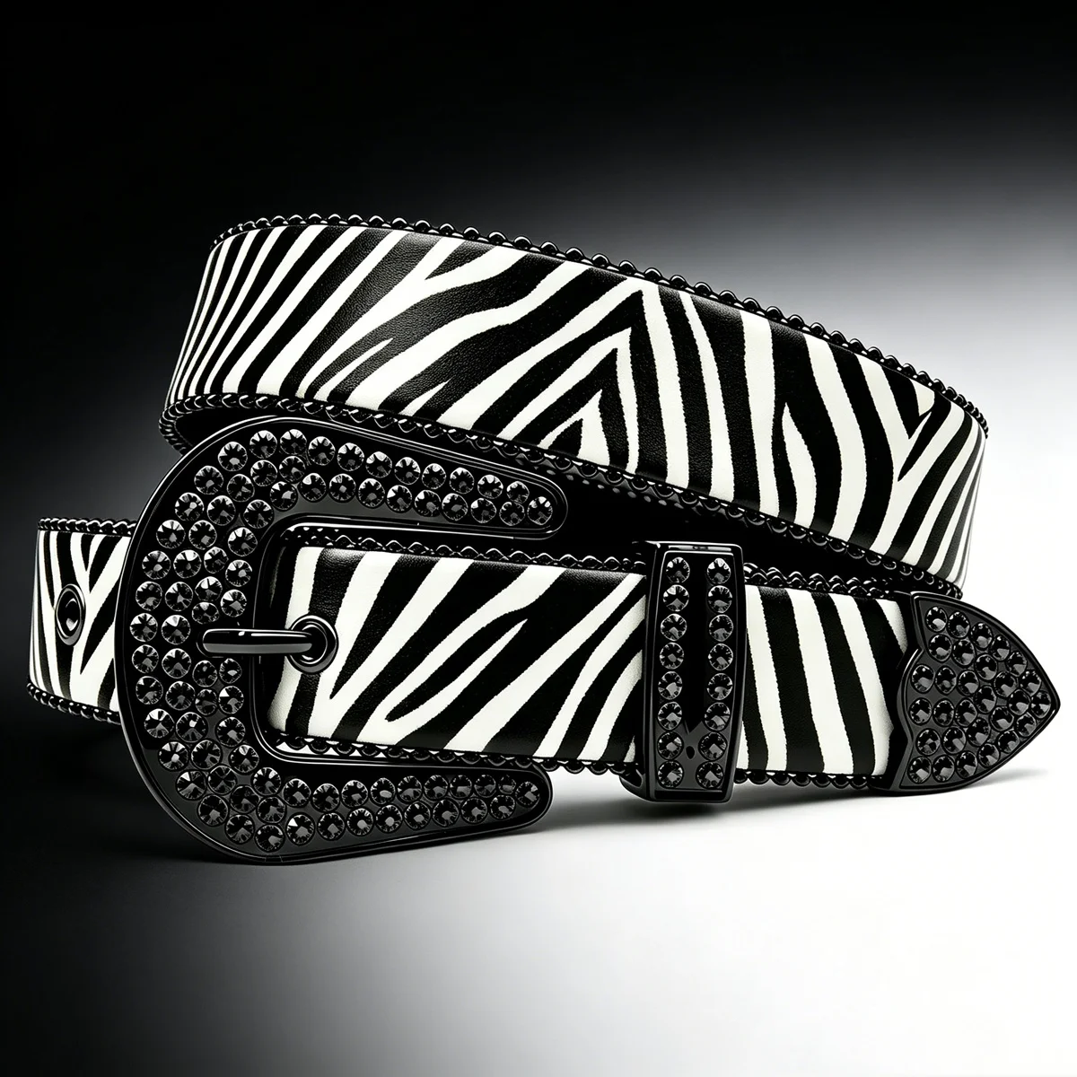 

Black and White Zebra Print Rhinestone Belt, Cool and Wild Style Zebra Print Belt, Unisex, with Adjustable Pin Buckle, Perfect for Jeans, Casual Wear, and Street Fashion, Decorative Accessory for Jeans and Dresses, Versatile for Commuting and Casual Wear