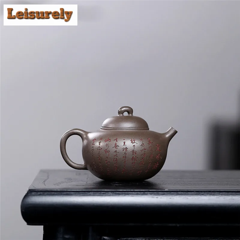 180ml Traditional Yixing Purple Clay Teapot Handmade Pot Raw Ore Steel Grey Section Mud Tea Maker Kettle Zisha Tea Set Tea Gift