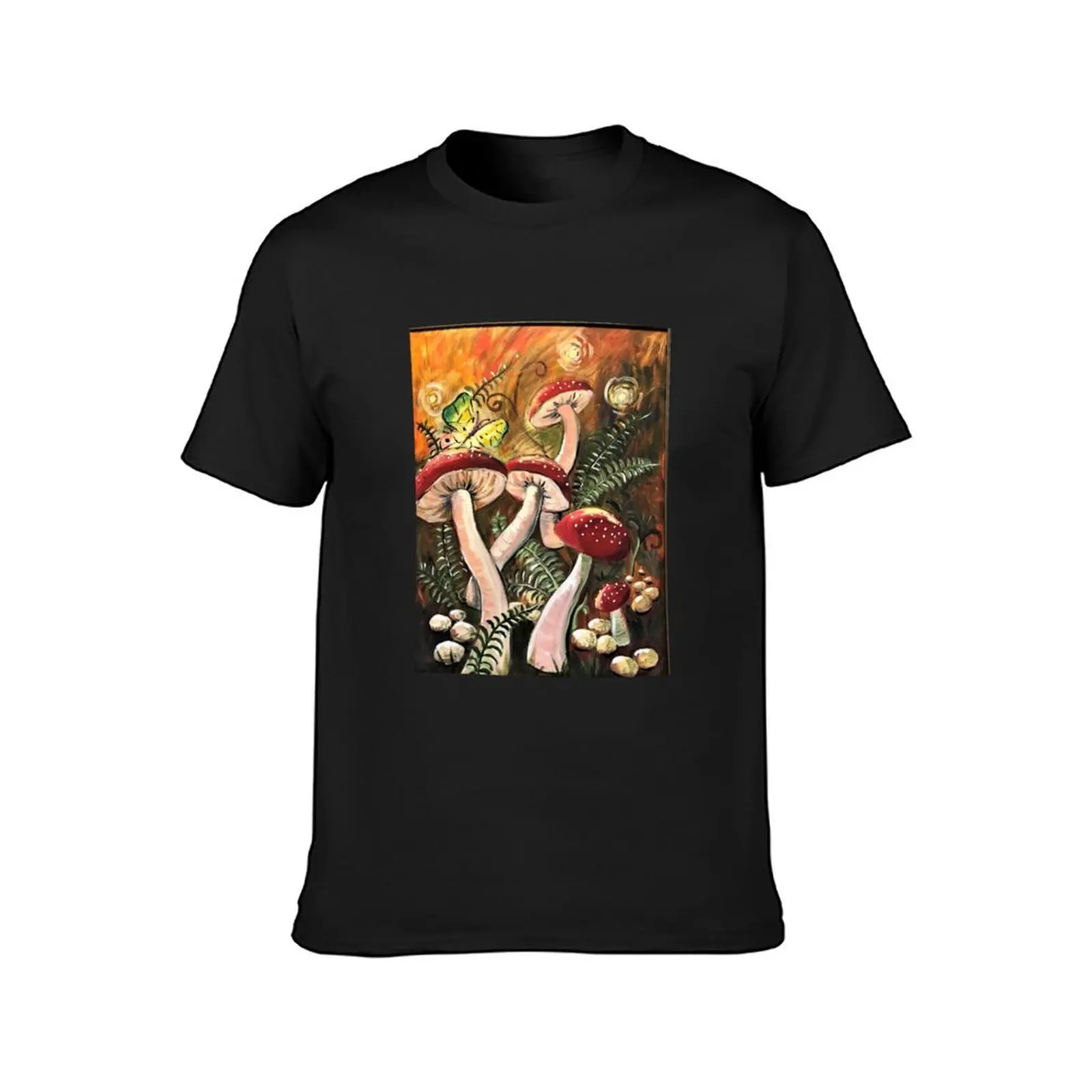 Magic Mushrooms Acrylic Painting T-Shirt funnys Aesthetic clothing sports fans men clothing