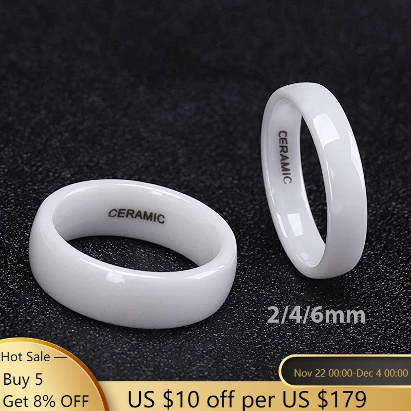 Kolmnsta 2mm 4mm 6mm White Ceramic Ring Wedding Engagement Men Women Rings Fashion Classic Special Design Anillos Jewelry