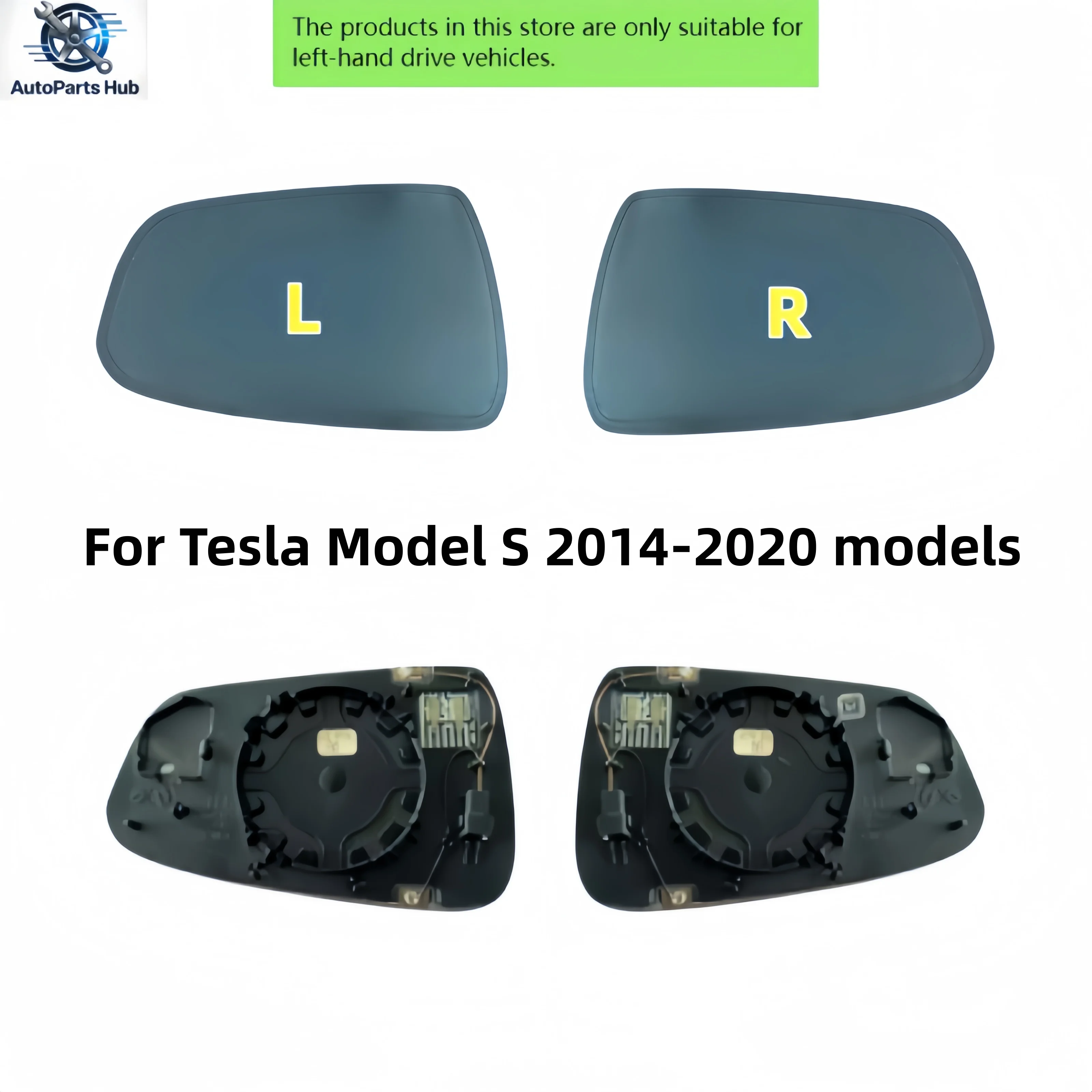 Suitable for Tesla Model S 2014-2020 models with auto-dimming and heated rearview mirror lenses, original equipment quality