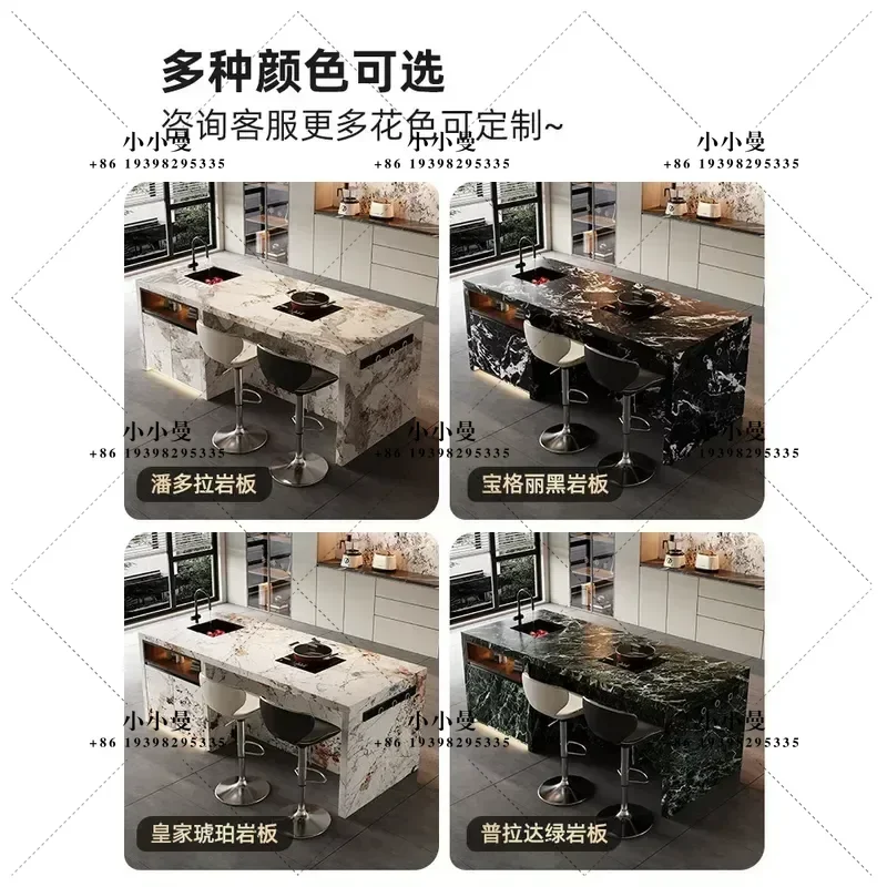 Rock Slab Island Dining Table Integrated Household Center Guide Down Table Minimalist Open Kitchen Bar Table Integrated