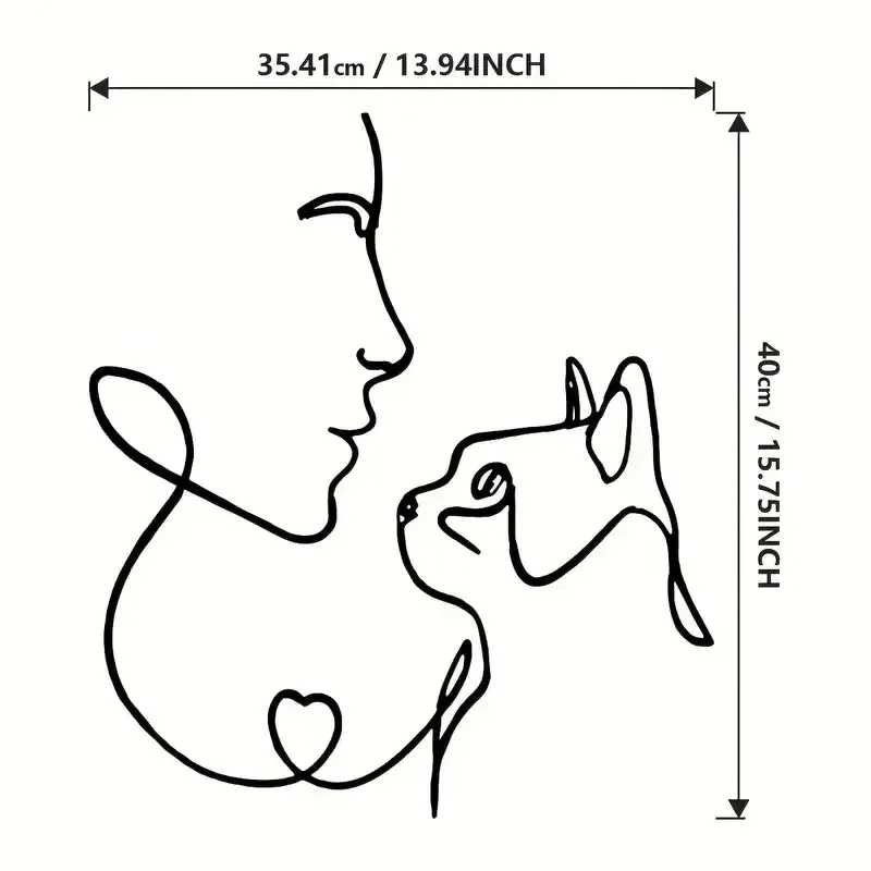 1pc Metal Wall Art - Cat And Owner Design for Interior Decoration Ideal Housewarming Festival Birthday Gift Room Decor