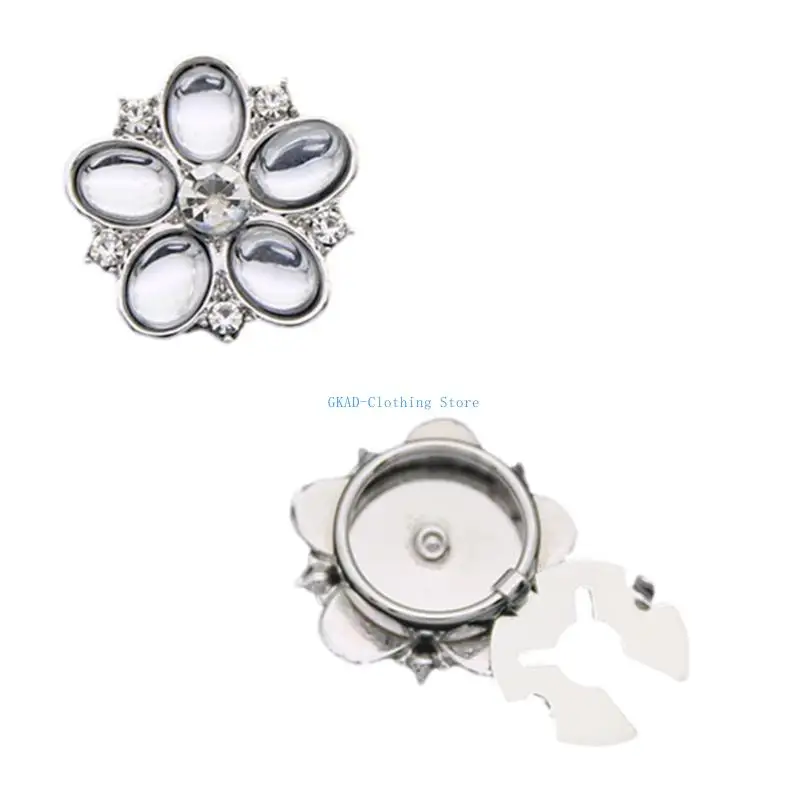N0PE Rhinestones Flower Button Cover Decorative Button For Women Shirt Accessories