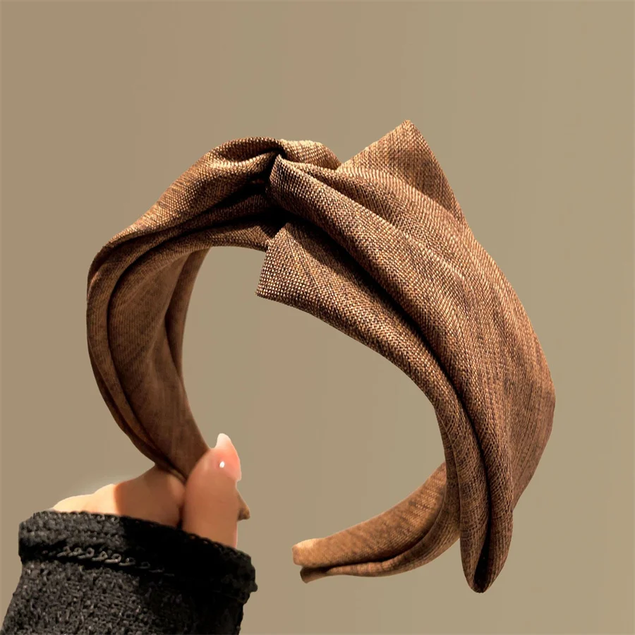 Korean Hair Accessories knitting Cotton Crumpled Women's Head Hoop Wide Bezel Makeup Hairbands for Ladies Headwear 2024 New