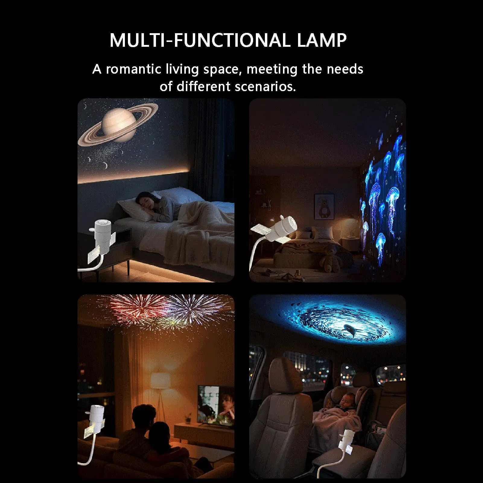 USB Star Projector 12 Projection Films Double Mode 360 Adjustable Galaxy Projector Night Light For Relaxing Sleeping Bedroom
