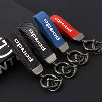Car Suede Leather Keychain DIY Bag Pendant Key Chain Holder Key Trinket Keyring Men Women Gift For Fiat Panda Car Accessories