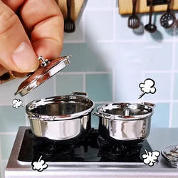 1/12 Dollhouse Miniature Imitated stainless steel casserole Kitchen Cookware