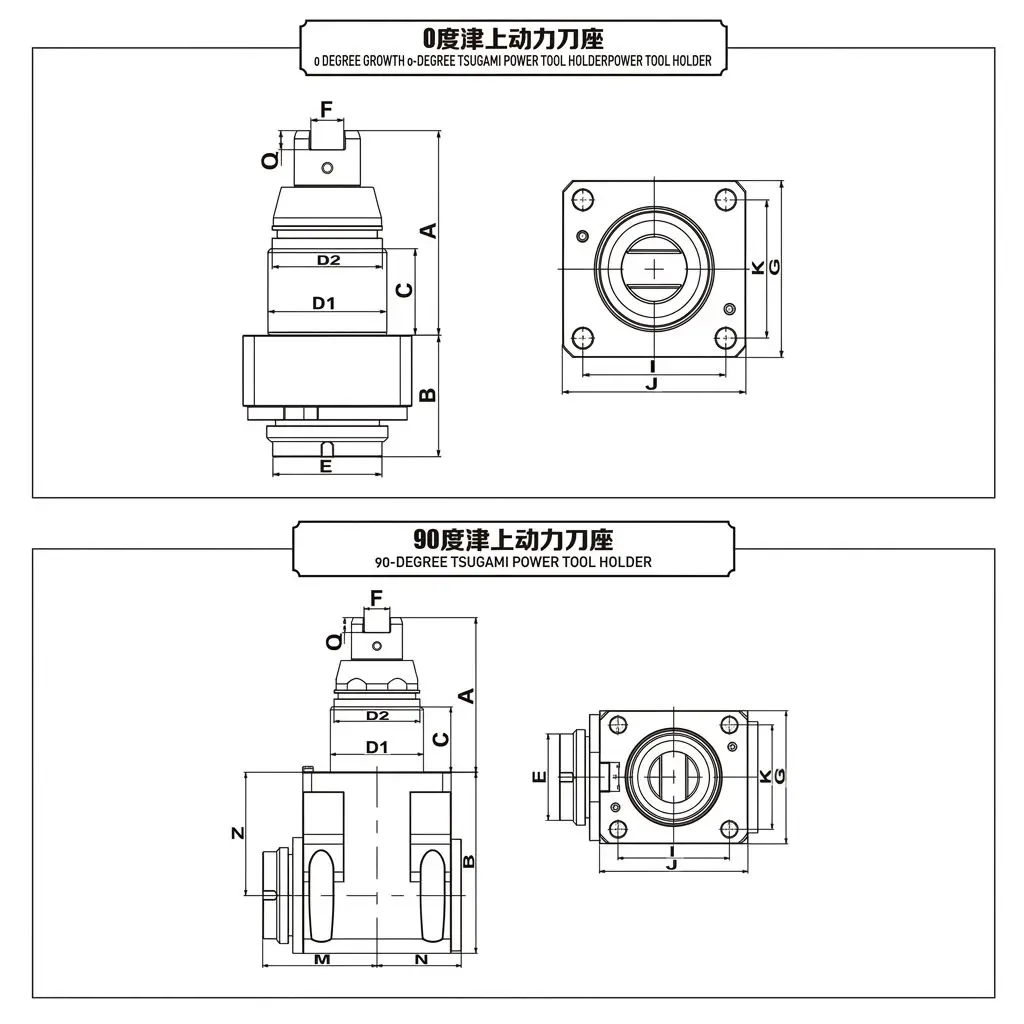 0 Degree Tsugami Live Tool Holder Zero Angle Driven Tool Holder for Tsugami Swiss Type CNC Lathe High Precision Tool Holder