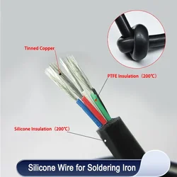 1m Silicone Wire Cable T12 Soldering Iron Station 2-10 Cores Tinned Copper PTFE Insulation High Temperature Line