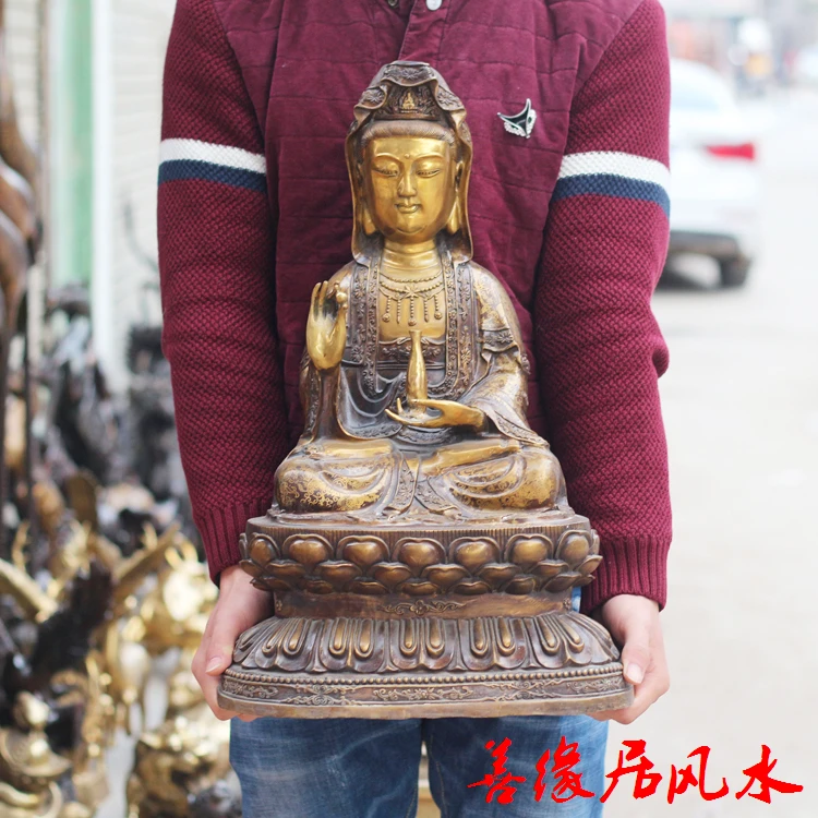 55cm large Southeast Asia  home hall Lobby Temple bless efficacious protection Retro bronze Guanyin Bodhisattva Ornament Buddha