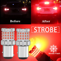 BMTxms 2pcs Strobe Flash 1156 BA15S P21W Red LED Bulbs 1157 BAY15D P21/5W 7507 2057 Brake Light 62PCS 3014SMD Car Stop Tail Lamp