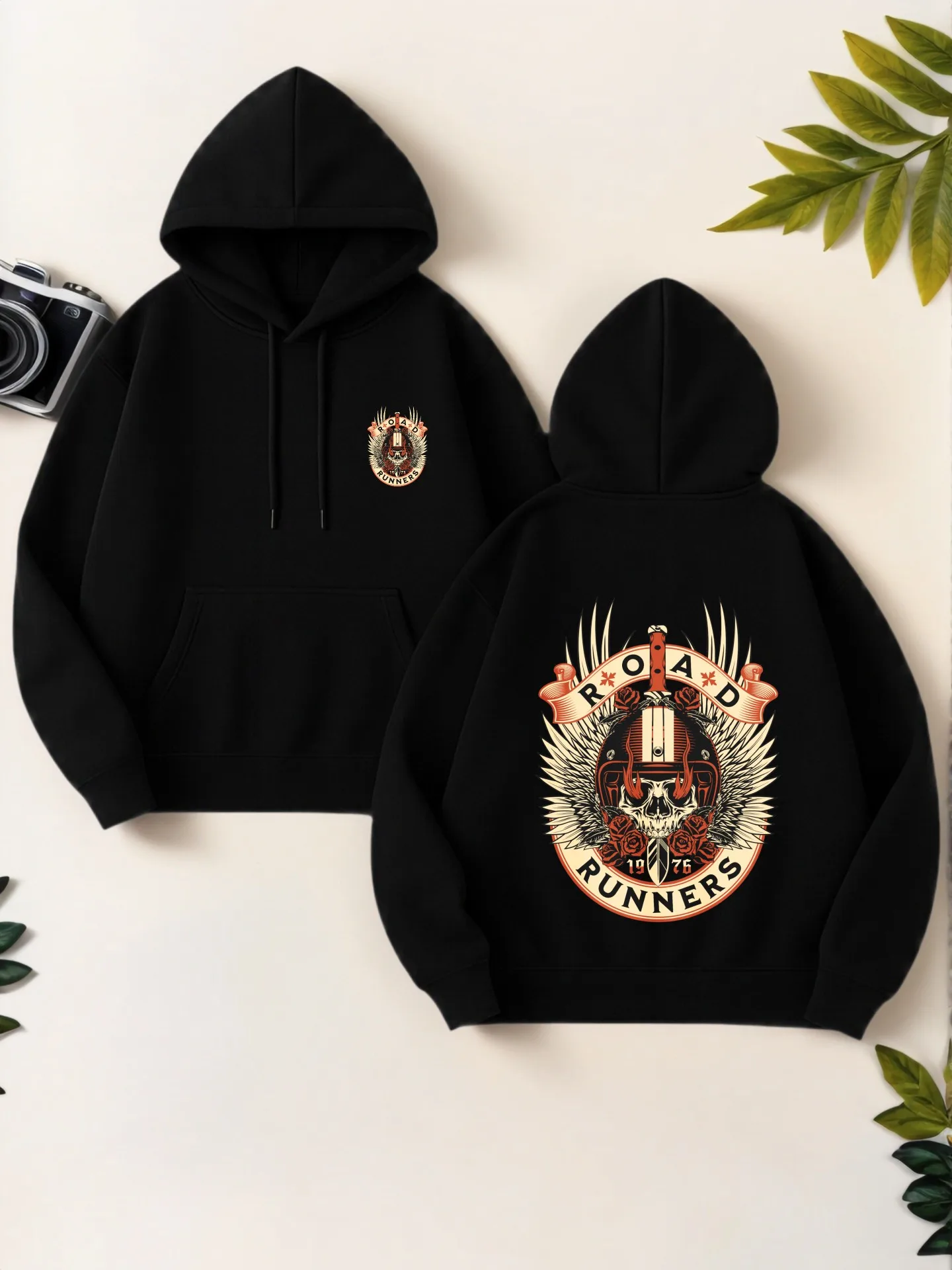 그래픽 후디 여성용, 빈티지 그래픽 프린트, 스트리트웨어 스타일, 플리스 안감, 캐주얼 일상복, 젊은 남성용