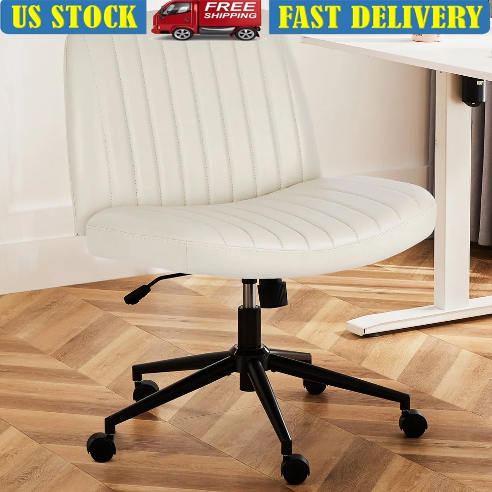 

Adjustable Swivel Ergonomic Office Chair Armless Criss Cross Design with Wheels U Shaped Wide Seat Home and Office