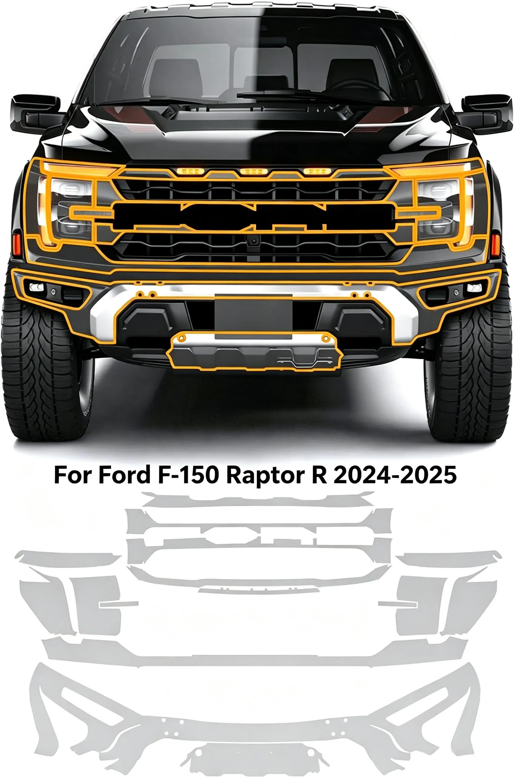 For Ford F-150 Raptor R 2024-2025 TPU Paint Protection Film Self-Healing Clear Bra Pre-cut PPF Car Body Anti-Scratch Resistant