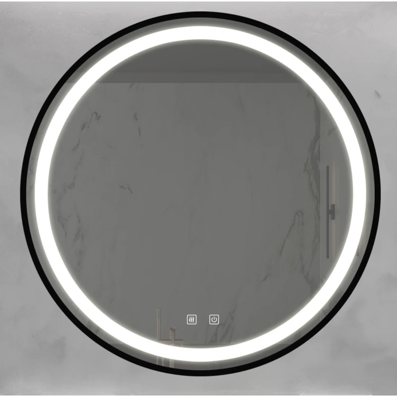

24-дюймовое стильное косметическое зеркало со светодиодной подсветкой для ванной комнаты с фокусированной объединительной панелью, рамой из черного алюминиевого сплава, высоким люменом, сенсорным переключателем с регулируемой яркостью, настенным переключа