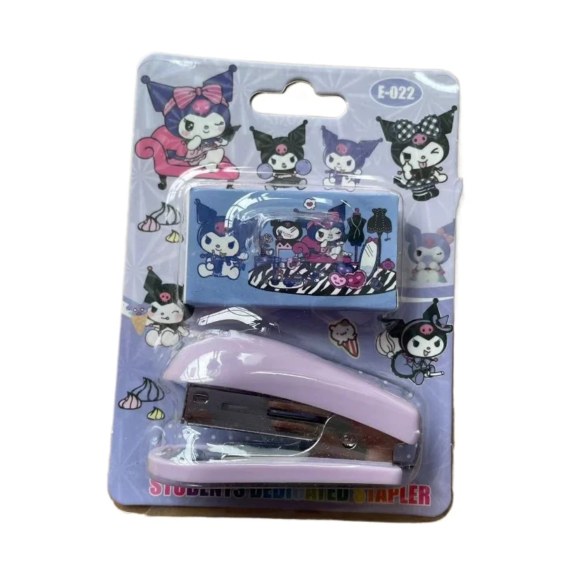 Sanrio Kuromi cute cartoon stapler mini set student stationery binding machine test paper stapler school gift office accessories