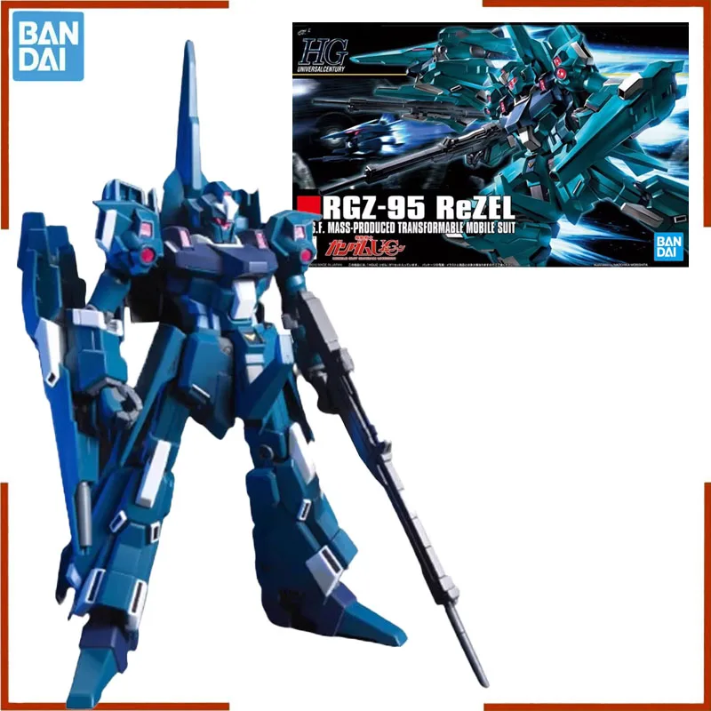 BANDAI Anime HG 1/144 RGZ-95 REZEL GUNDAM New Mobile Report Gundam Assembly Plastic Model Kit Action Toys for Boys Figures Gift