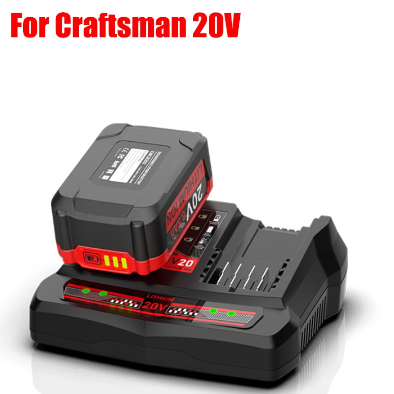 

Dual-port 20V Battery Charger Lithium Battery Charger Portable Fast-charging Station Suitable for Craftsman 20V Li-ion Batteries