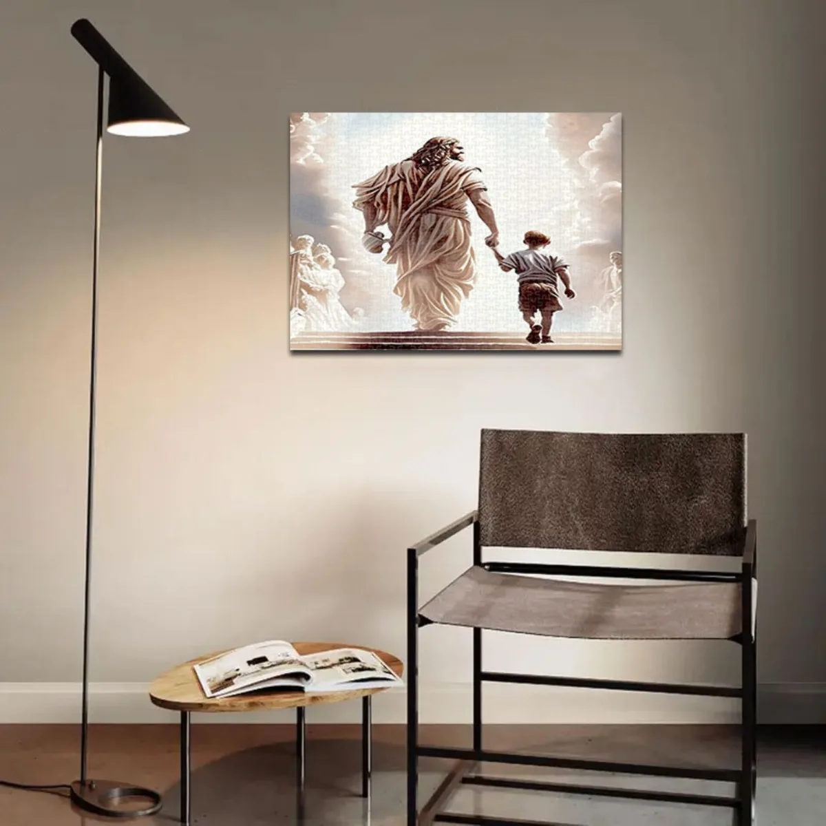 จิ๊กซอว์ 1,000 ชิ้น เหมาะสำหรับ - จิ๊กซอว์สำหรับครอบครัว, ผ้าสีเบจและชิ้นกระดาษหนา, จิ๊กซอว์ทนทานสำหรับเล่นเกม, ครอบครัว