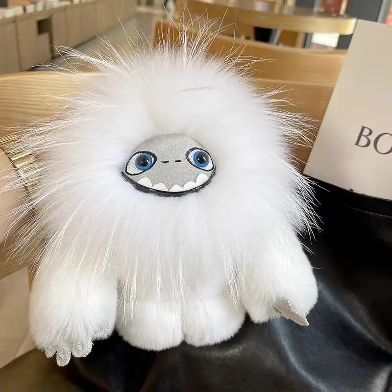 Cute Cartoon Snow Monster Plush Keychain Rex Rabbit Fur Pom Pom Bag Charm Fluffy Fur Pendant Doll Toy Gift for Bag Decoration