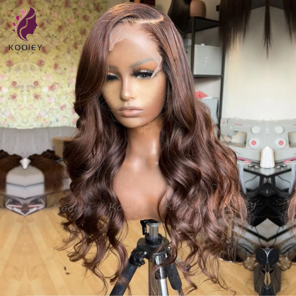 #2 Dark Chocolate Brown 5x5 PU Silk Top Human Hair Wig Remy Body Wave Preplucked Indian 13x4 HD Lace Frontal Human Hair Wig