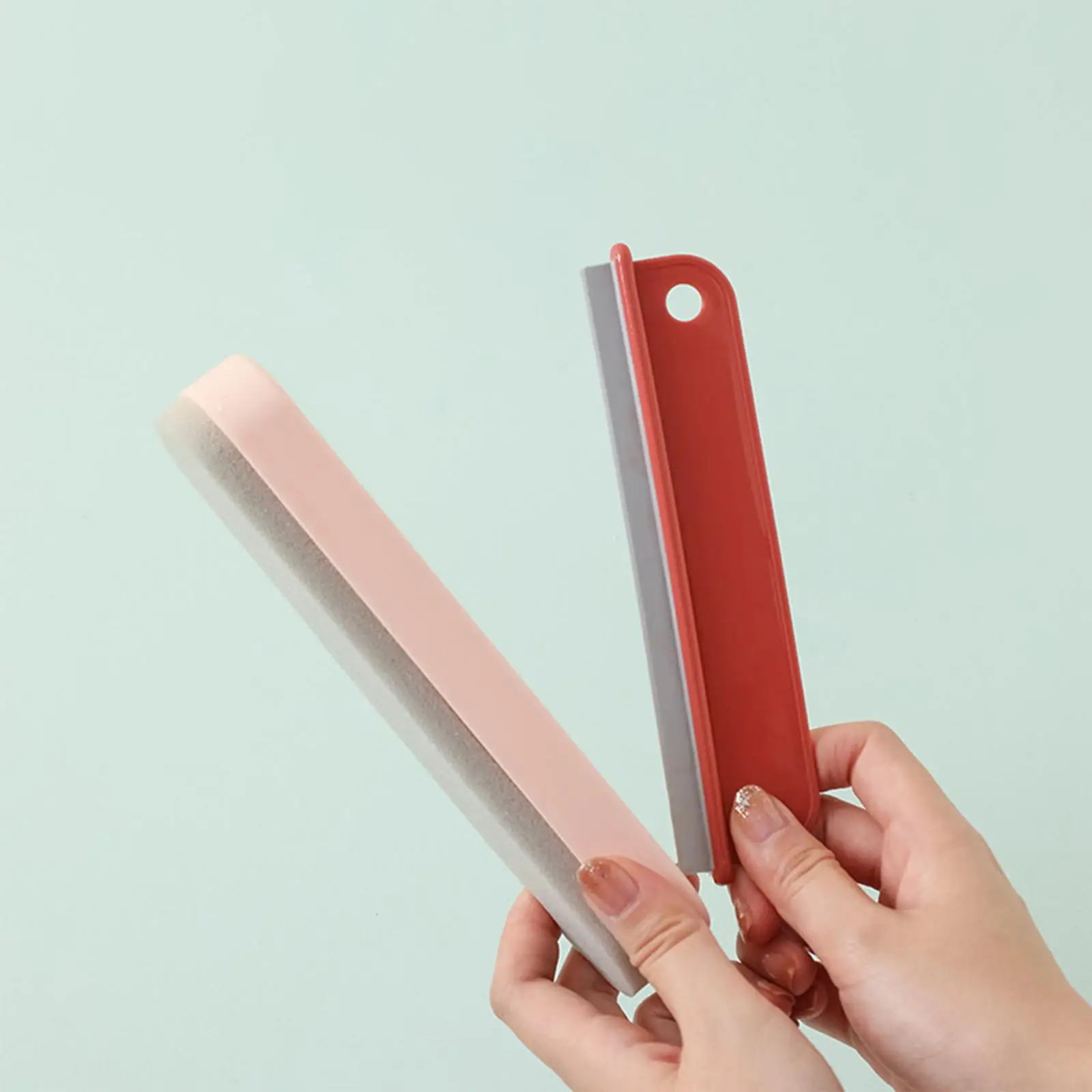 2xCleaning Squeegee with Hook Mirror Scraper for Smooth Surfaces Tile Floor pink